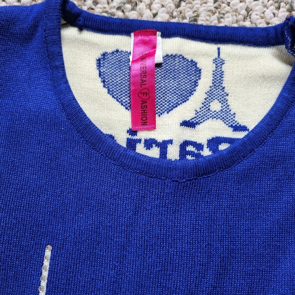 ❤️ Paris Long Sleeve Stretch Sweater in Large Eiffel Tower - Picture 2 of 7